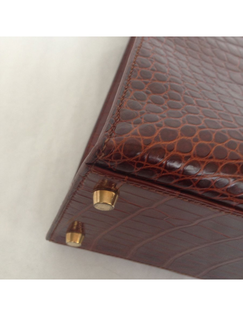 Kelly 32 sellier HERMÈS crocodile porosus caramel