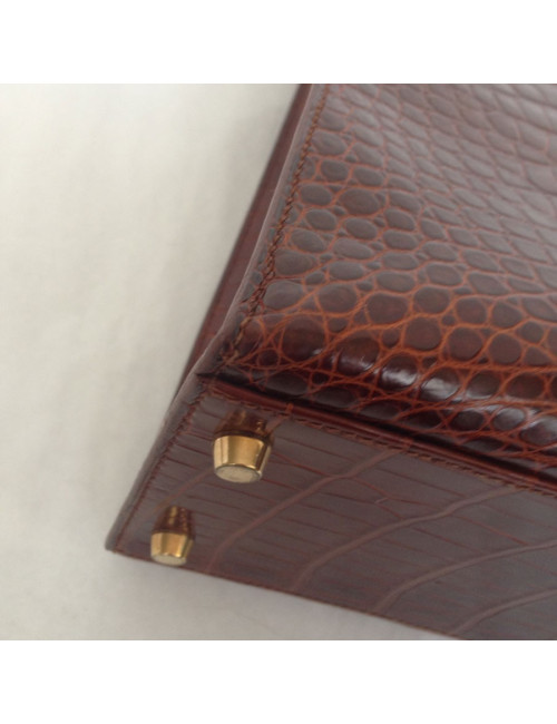 Kelly 32 sellier HERMÈS crocodile porosus caramel