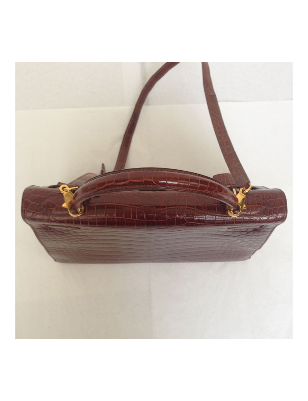 Kelly 32 sellier HERMÈS crocodile porosus caramel