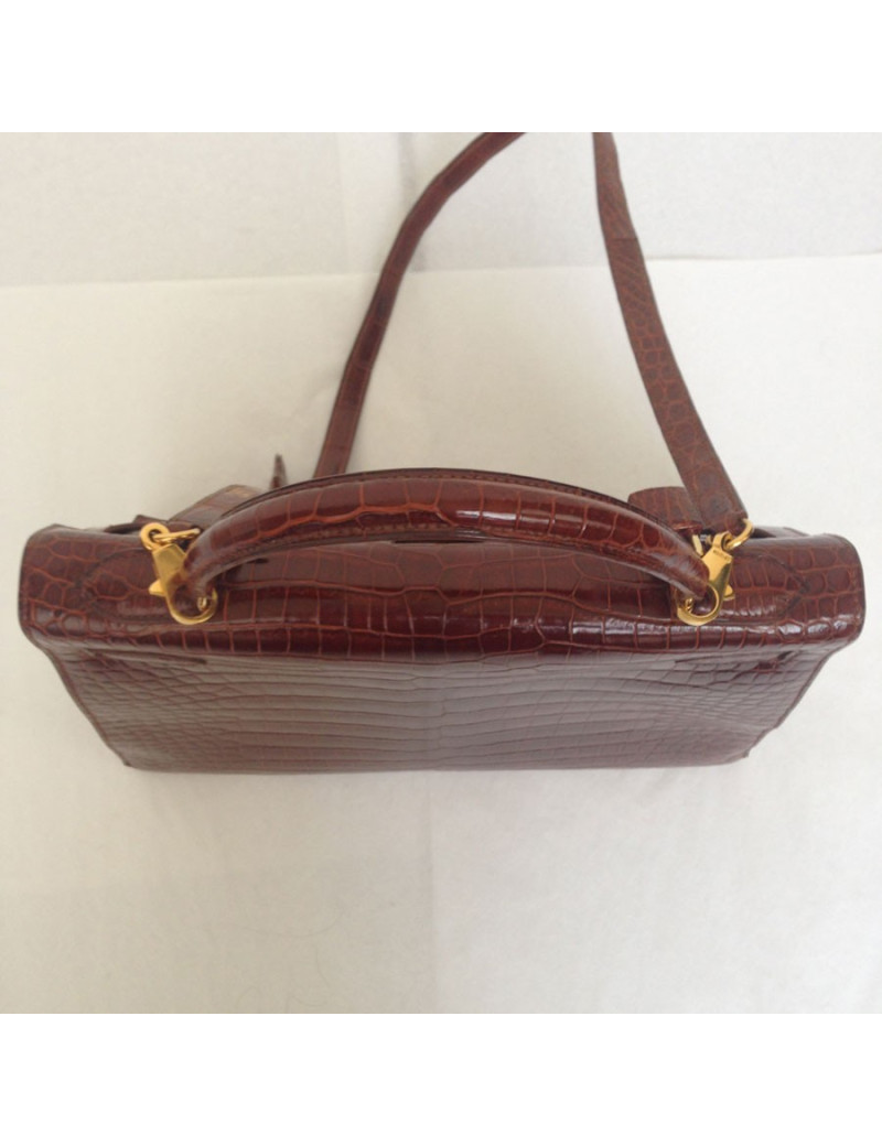 Kelly 32 sellier HERMÈS crocodile porosus caramel