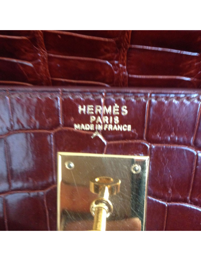 Kelly 32 sellier HERMÈS crocodile porosus caramel