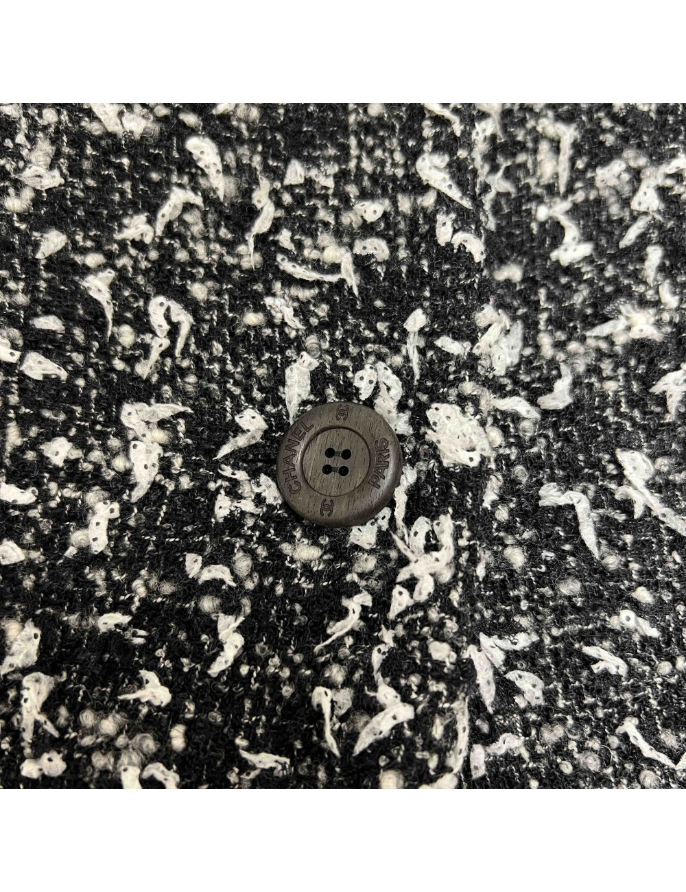 Manteau CHANEL tweed blanc et noir