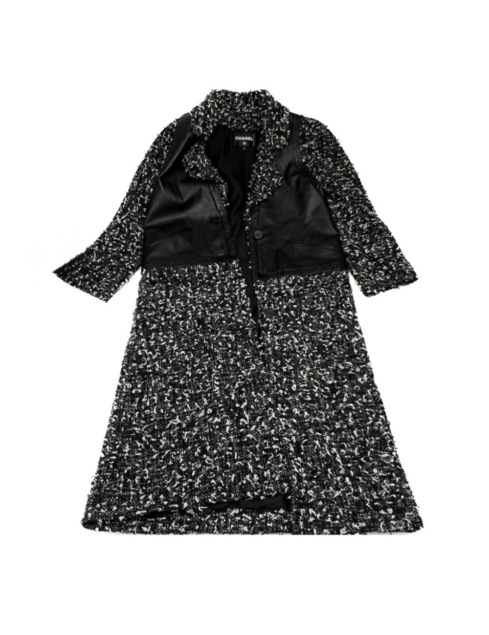 Manteau CHANEL tweed blanc et noir