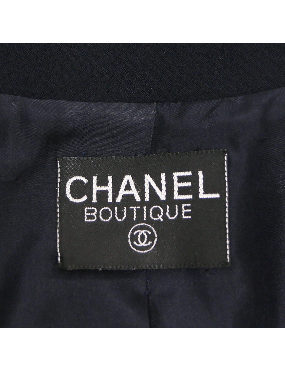 CHANEL blue jacket with white stripes