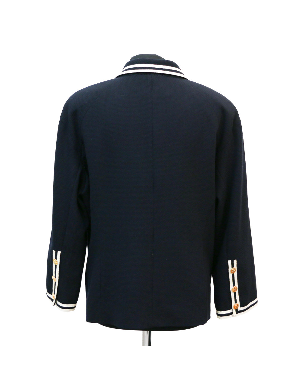 CHANEL blue jacket with white stripes