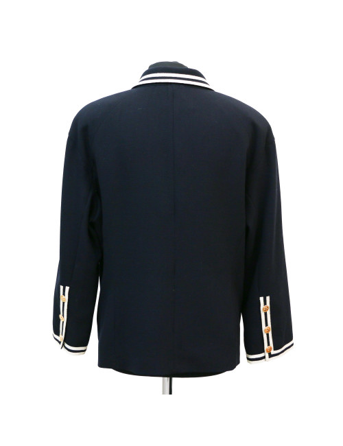 CHANEL blue jacket with white stripes