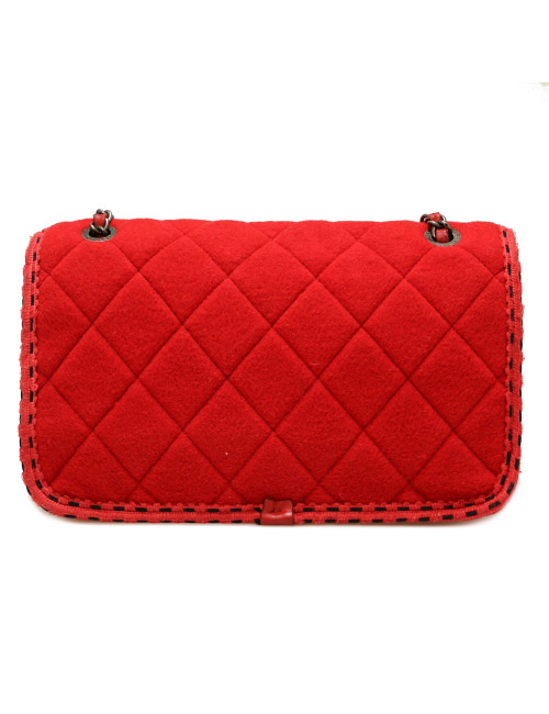 CHANEL red felted wool bag
