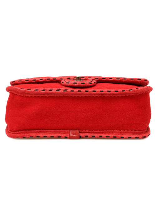CHANEL red felted wool bag