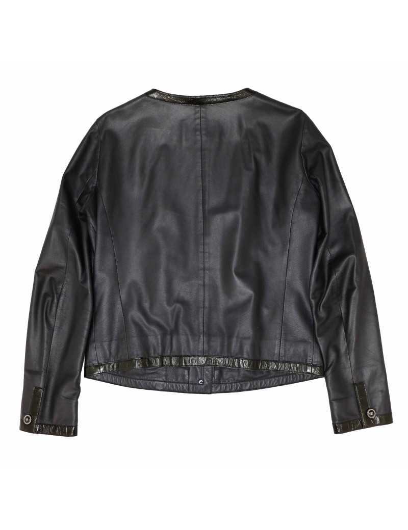 Veste T40 CHANEL cuir d'agneau bleu