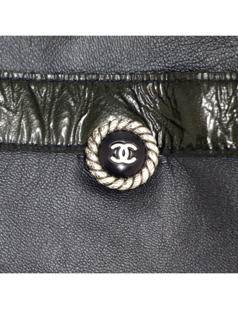 Veste T40 CHANEL cuir d'agneau bleu