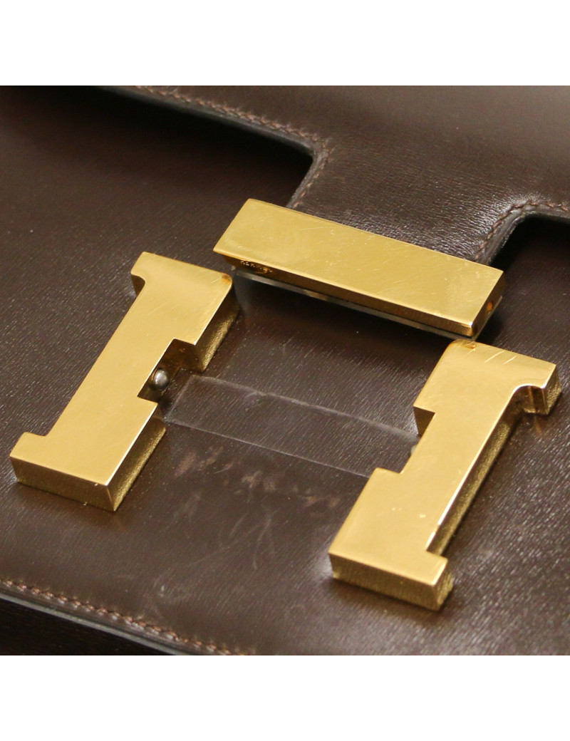 Sac Constance HERMES box marron vintage