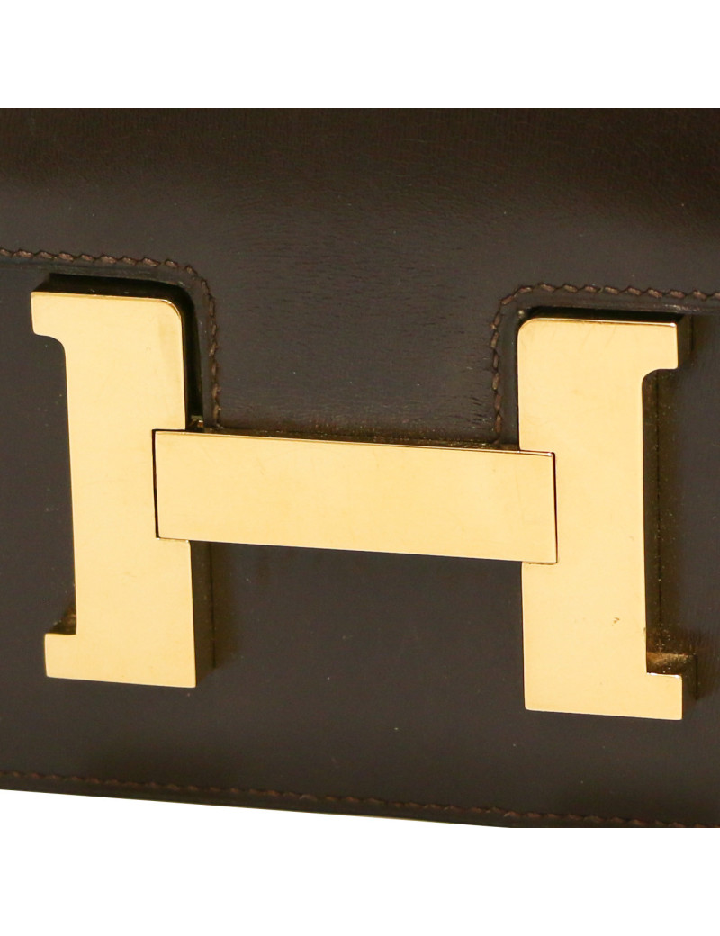 Sac Constance HERMES box marron vintage