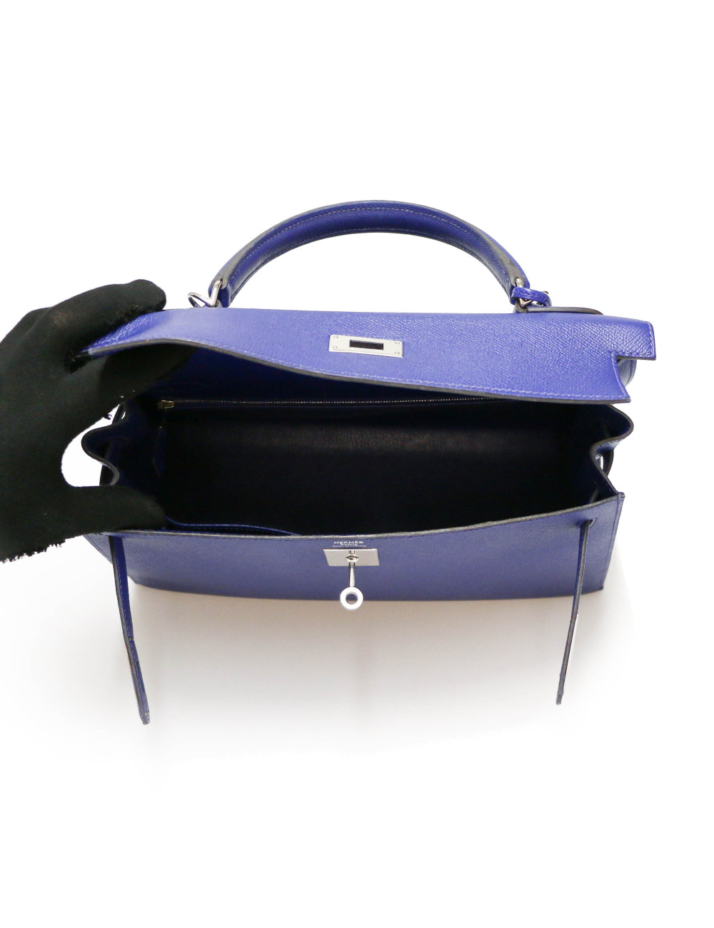 HERMES Sac Kelly 32 sellier Epsom electric blue