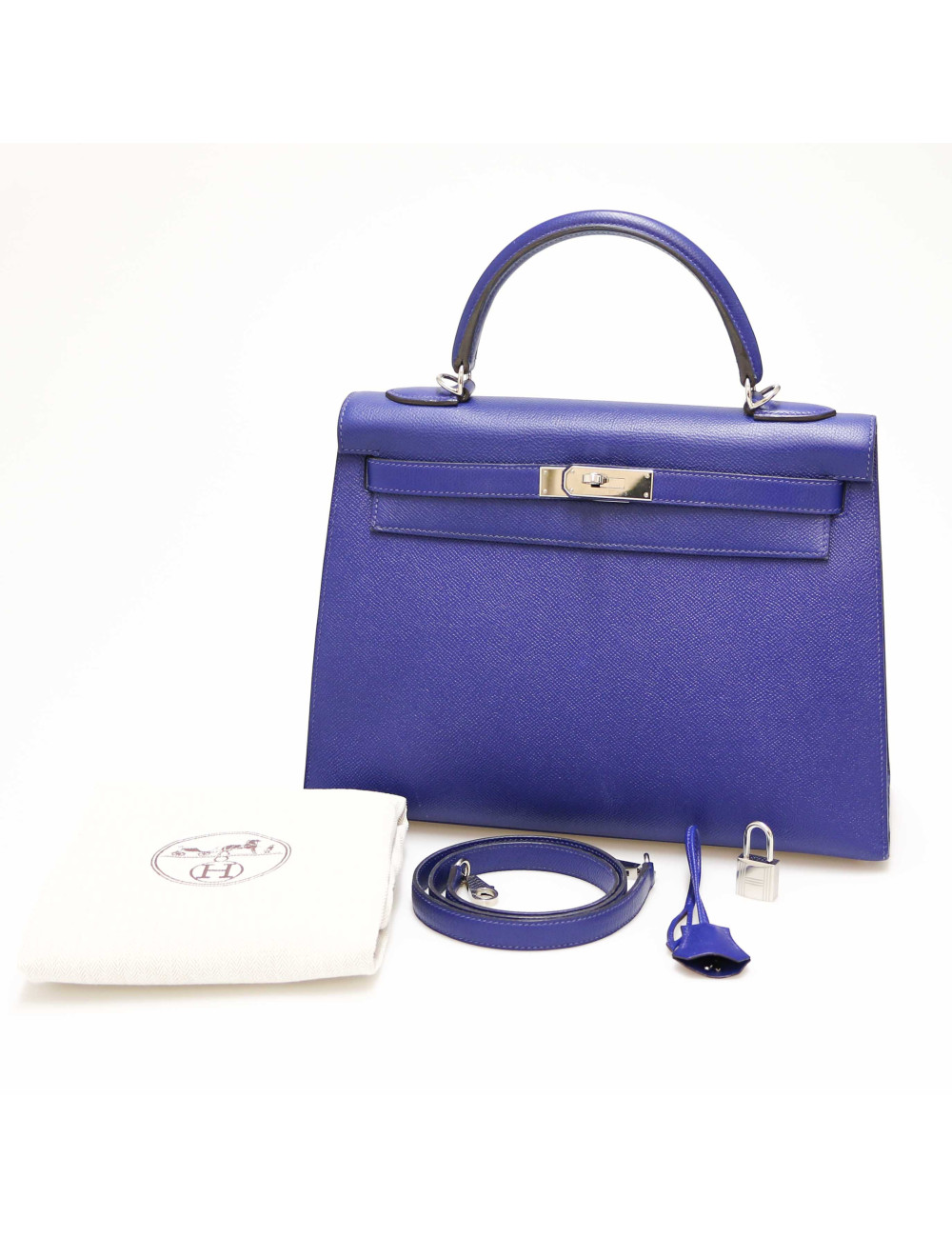 HERMES Sac Kelly 32 sellier Epsom electric blue