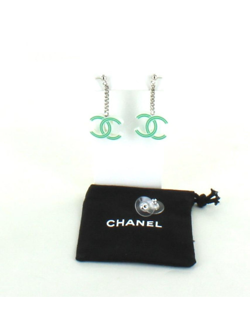 clous d'oreille double C vert CHANEL PM