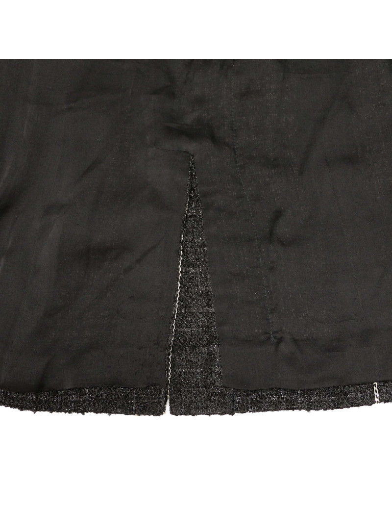 Veste CHANEL T 38 tweed noir et chaine argent