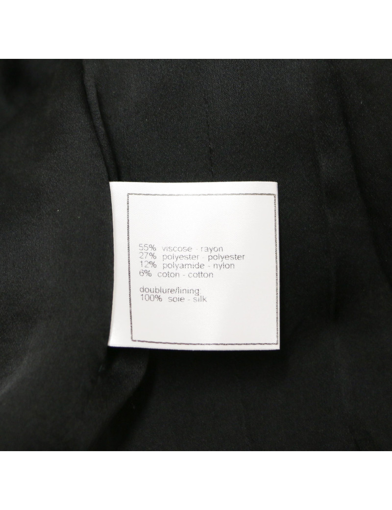 Veste CHANEL T 38 tweed noir et chaine argent