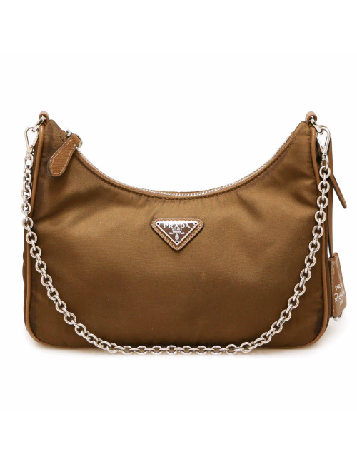 Sac à bandoulière PRADA ré édition 2005 nylon marron 