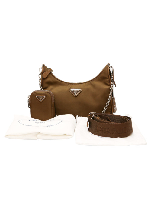 Sac à bandoulière PRADA ré édition 2005 nylon marron 