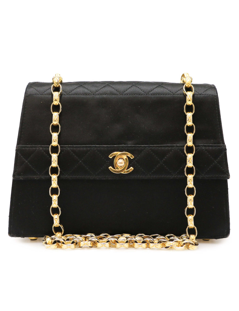 Sac du soir CHANEL bandoulière dorée Vintage