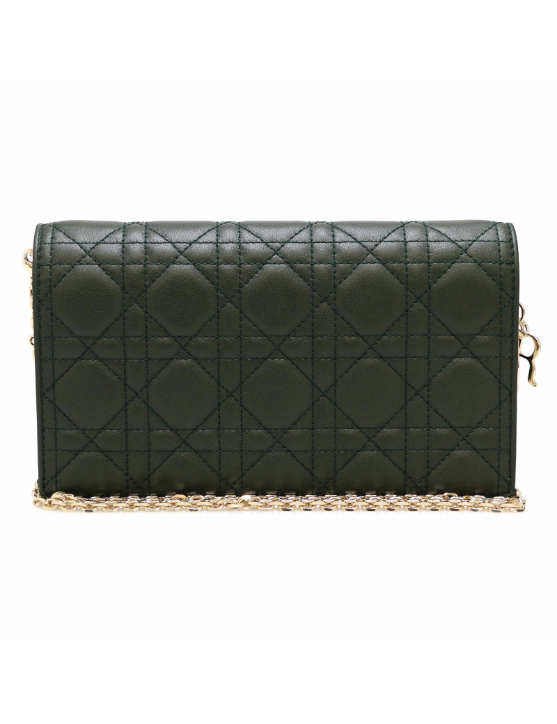 Pochette Lady DIOR cuir vert foncé