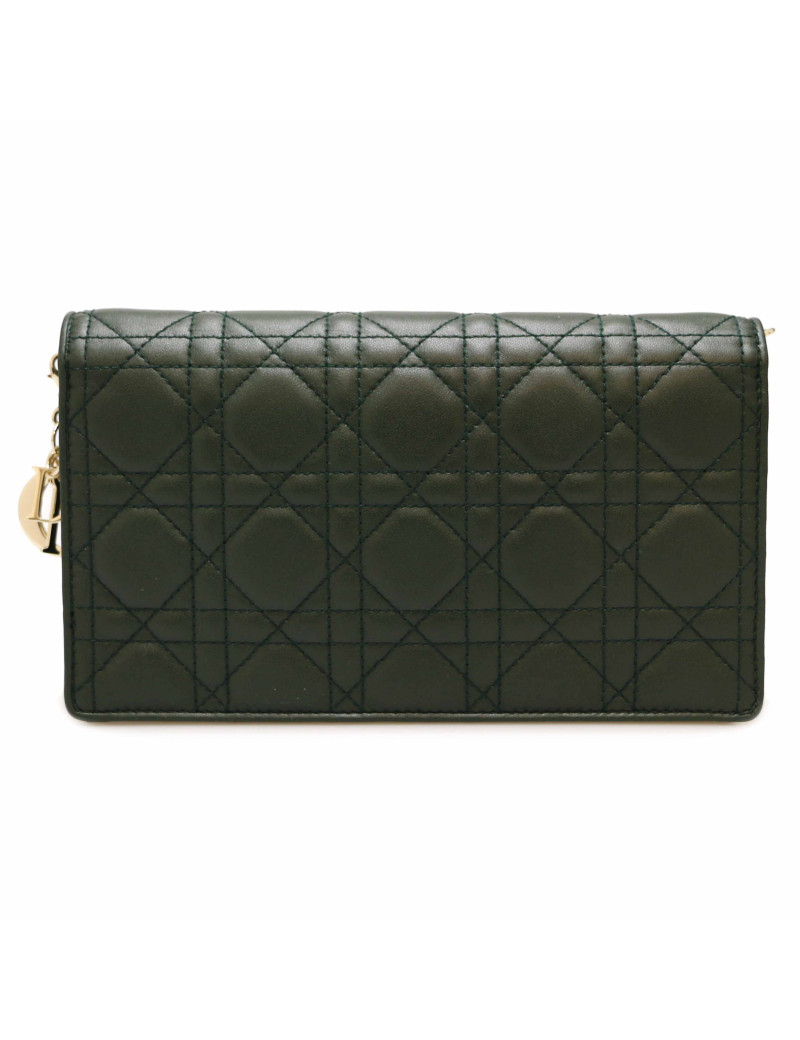 Pochette Lady DIOR cuir vert foncé