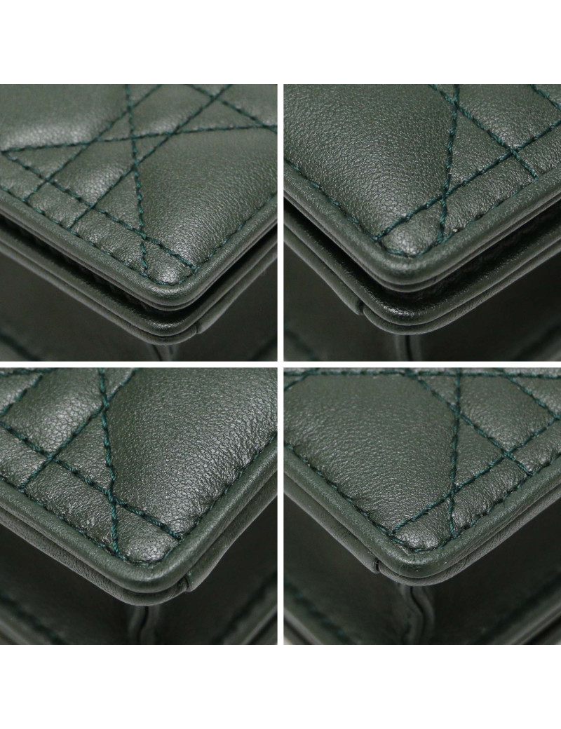 Pochette Lady DIOR cuir vert foncé
