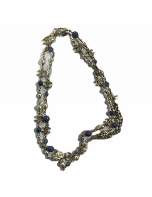 Sautoir CHANEL perles nacrées mauve