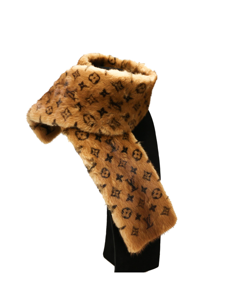 LOUIS VUITTON Monogram mink scarf