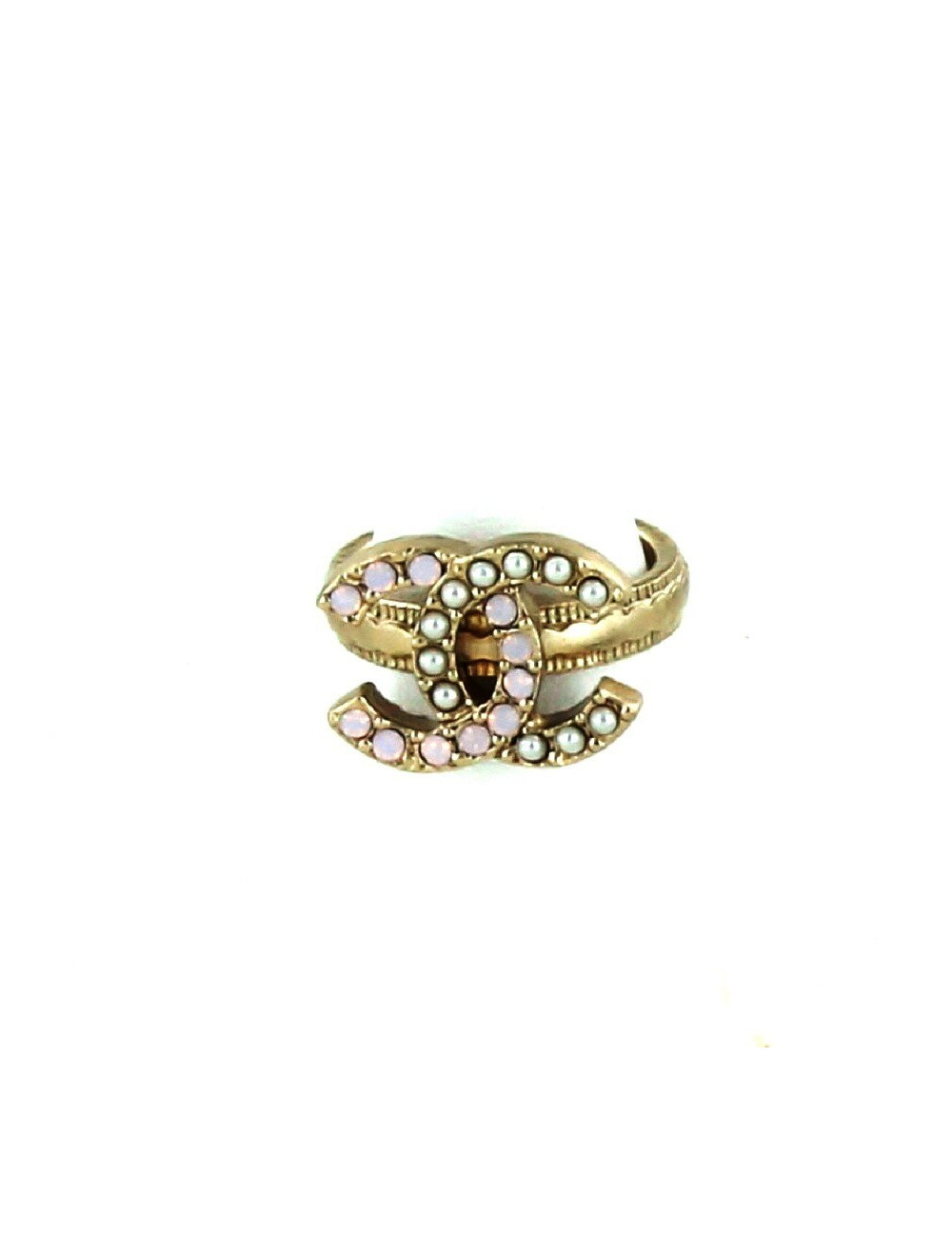 bague CHANEL T 52 ROSE ET STRASS