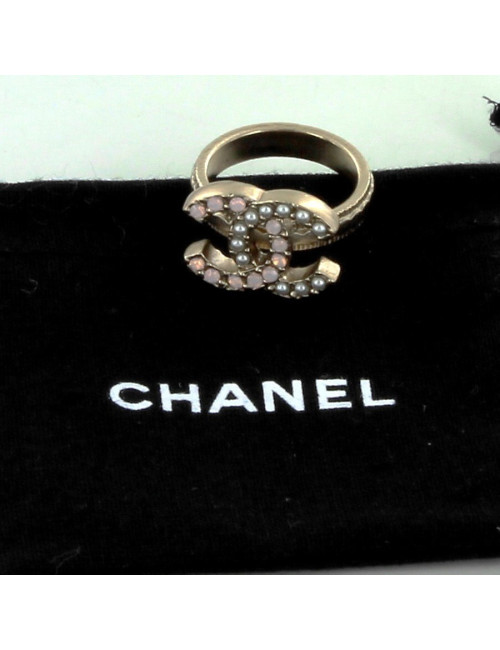 bague CHANEL T 52 ROSE ET STRASS
