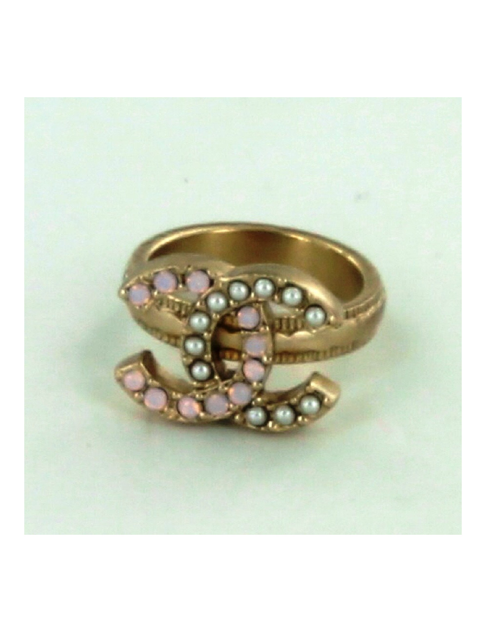 bague CHANEL T 52 ROSE ET STRASS