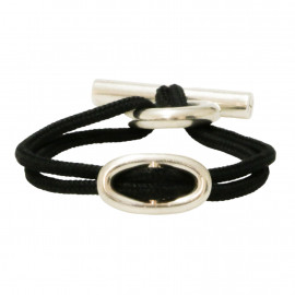 Bracelet HERMES Skipper argent corde noir