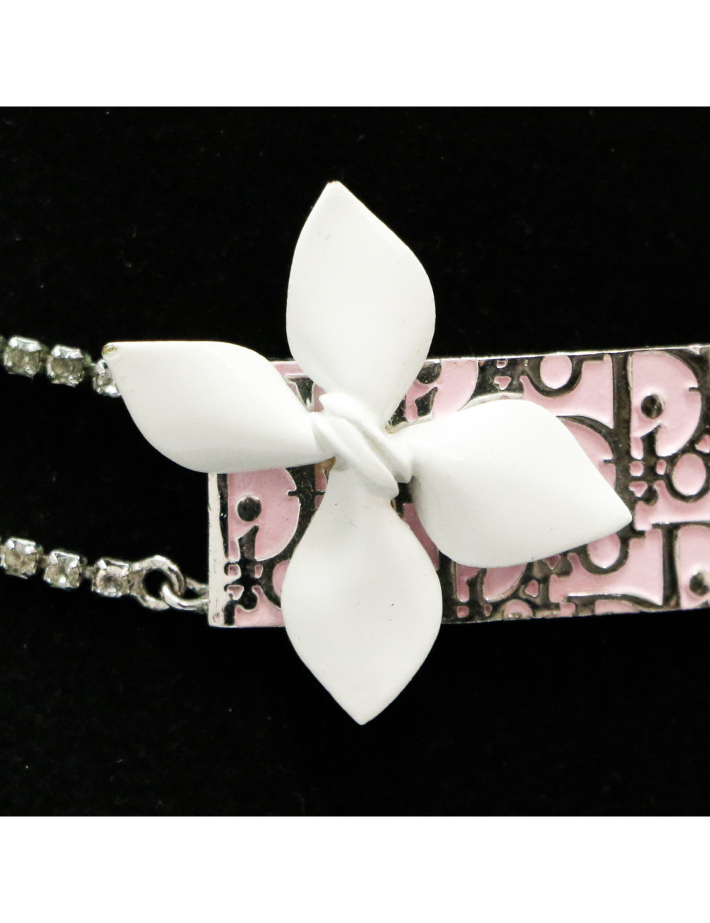 Collier DIOR argent émaillé rose 