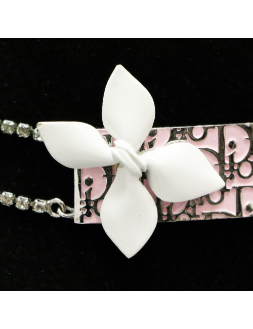 Collier DIOR argent émaillé rose 
