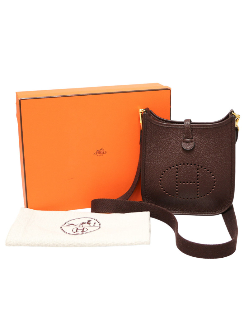 Mini Evelyne HERMES taurillon Marron Mahogany