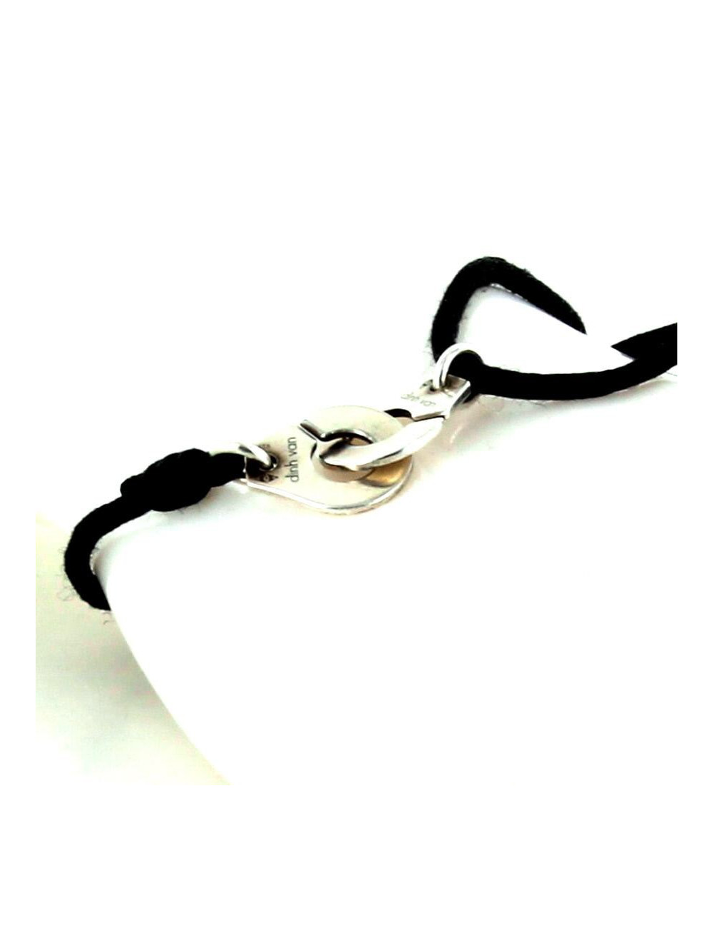 bracelet sur cordon  menottes  DINH  VAN or blanc