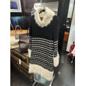 Robe pull CHANEL T38 laine noire et blanche imprimé géométrique