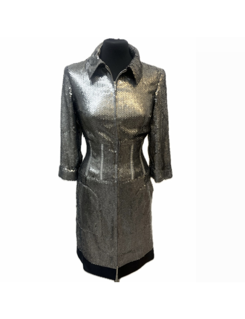 Robe T34 CHANEL sequins gris