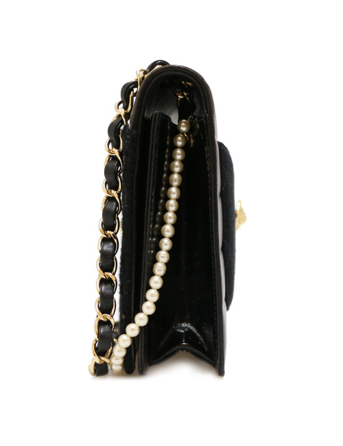 Sac CHANEL cuir et tweed noir