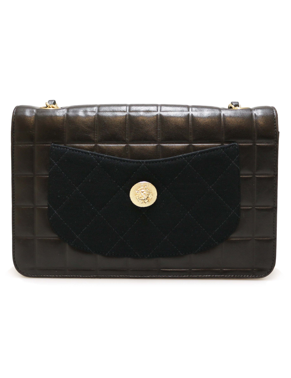 Sac CHANEL cuir et tweed noir