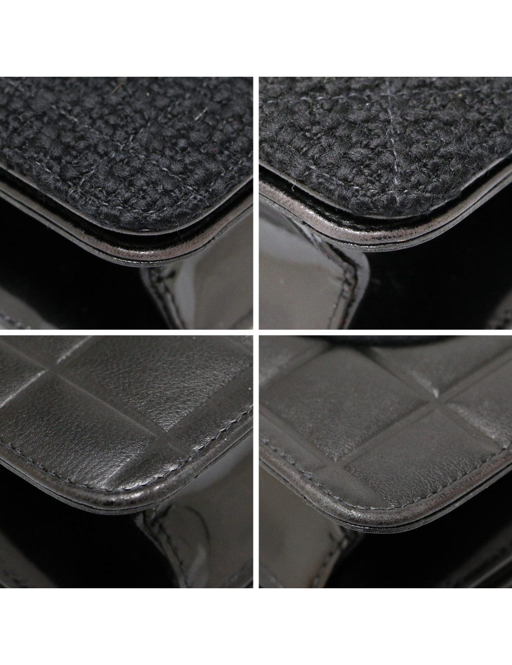 Sac CHANEL cuir et tweed noir