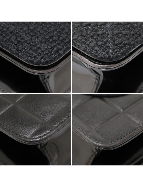 Sac CHANEL cuir et tweed noir