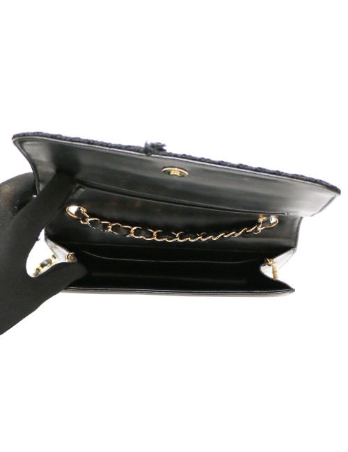 Sac CHANEL cuir et tweed noir