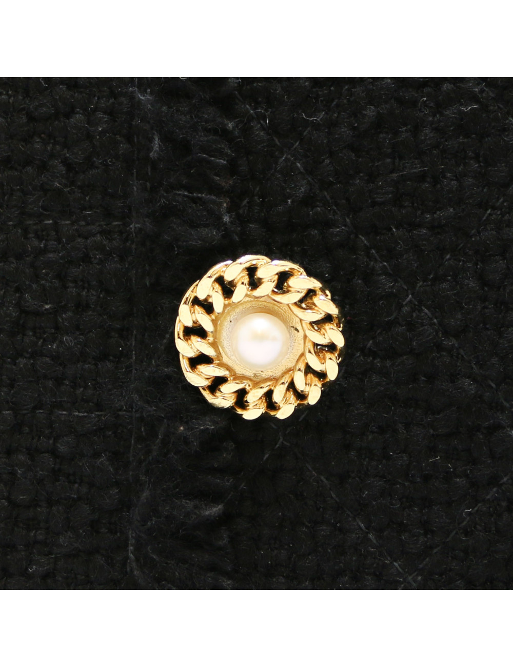 Sac CHANEL cuir et tweed noir