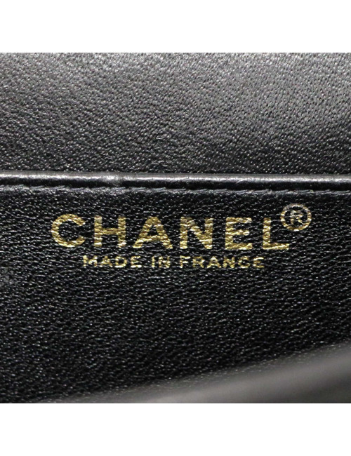 Sac CHANEL cuir et tweed noir