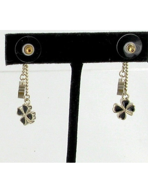 Boucles d'oreilles CHANEL pendant trèfle noir