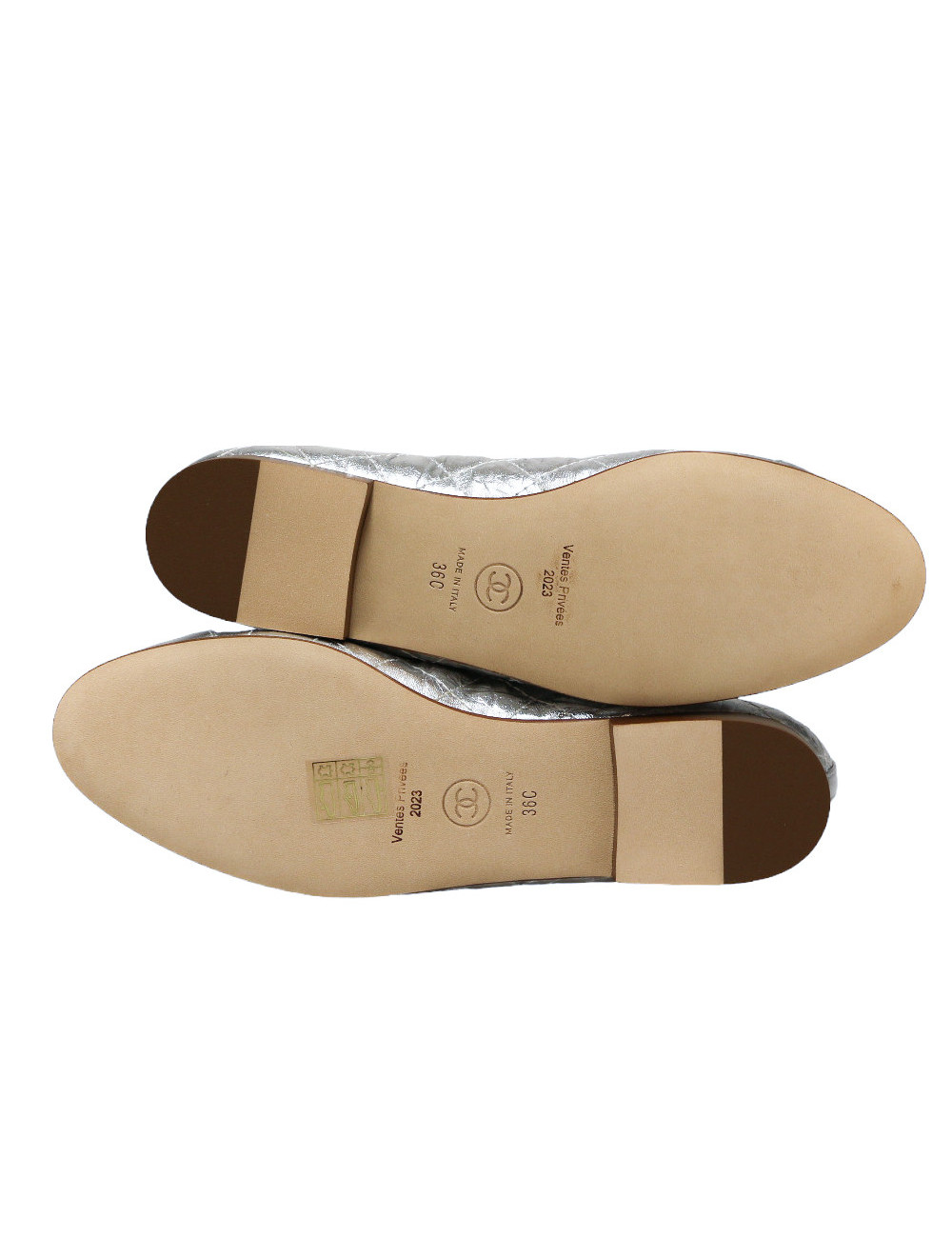 Ballerines CHANEL T36C cuir argent