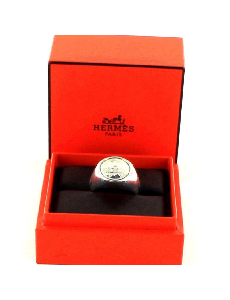 Bague HERMES armoiries H argent