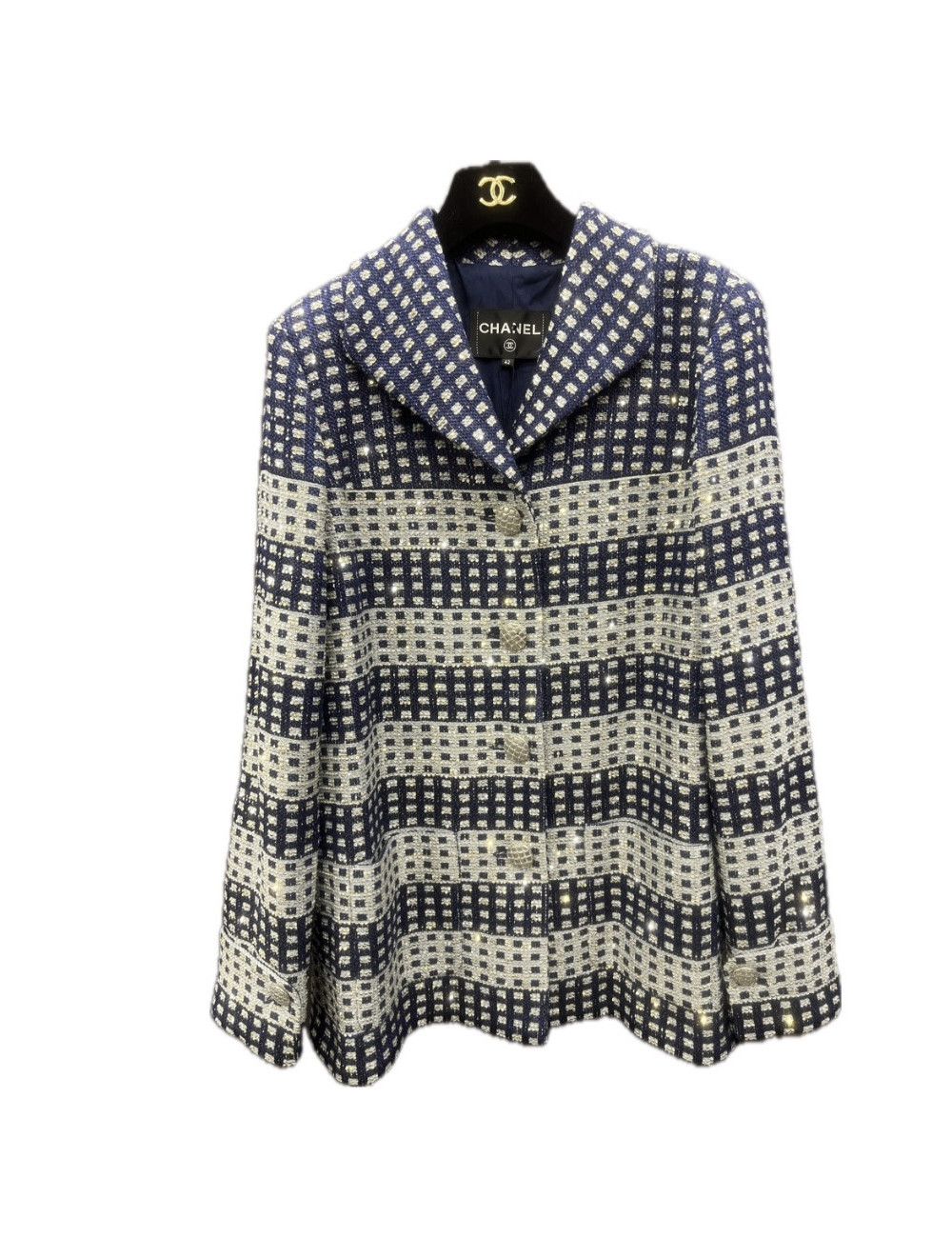 Veste CHANEL 42 bleu pailleté